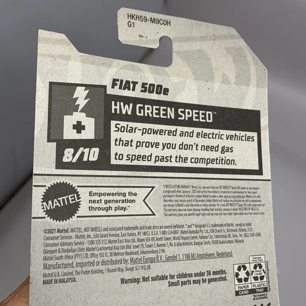 Hot Wheels Fiat 500e HW green speed car toy new by Mattel 144/250 - Picture 16 of 17